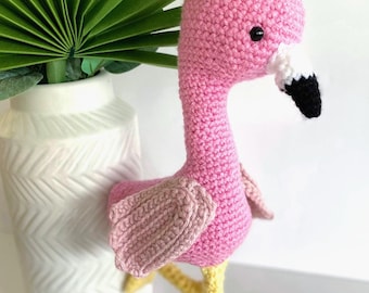 Handmade Crochet Pink Flamingo Decor with Bendable Legs