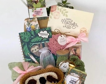Sloth Self-Care Gift Box: Crochet Coasters, Spa & Relaxation Set