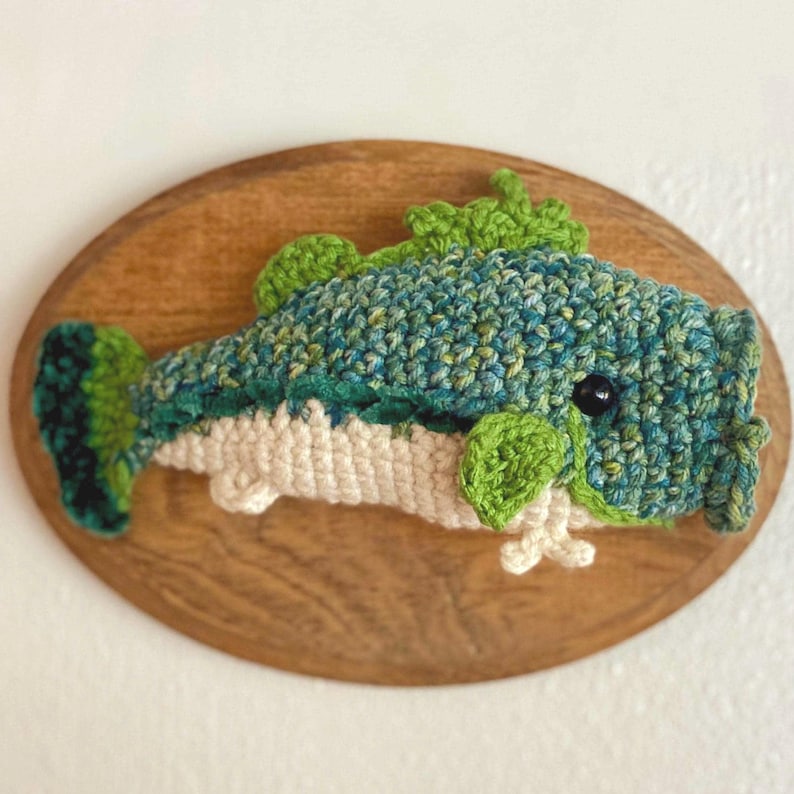 Crochet Bass Fish Wall Art, Fisherman Gift, Lake House Decor, Cabin Plaque image 3