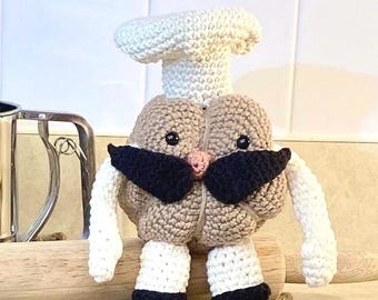 Crocheted Sourdough Bread Chef Figurine: Baker Gift, Kitchen Decor