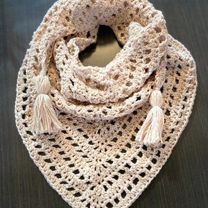 Boho Triangle Crochet Scarf - Lightweight Tassel Scarf for Women - Trendy Crocheted Neckwear