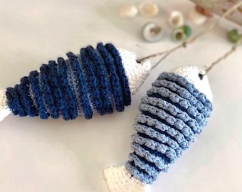 Crochet Fish Decor Set: Handmade Nautical Coastal Hanging Art