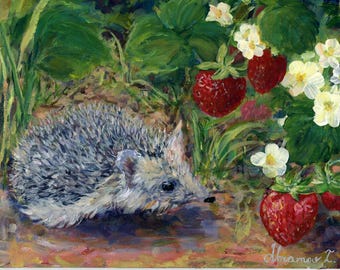 Original Acrylic Porcupine Painting, 10x8 inch wall art decor, room decor