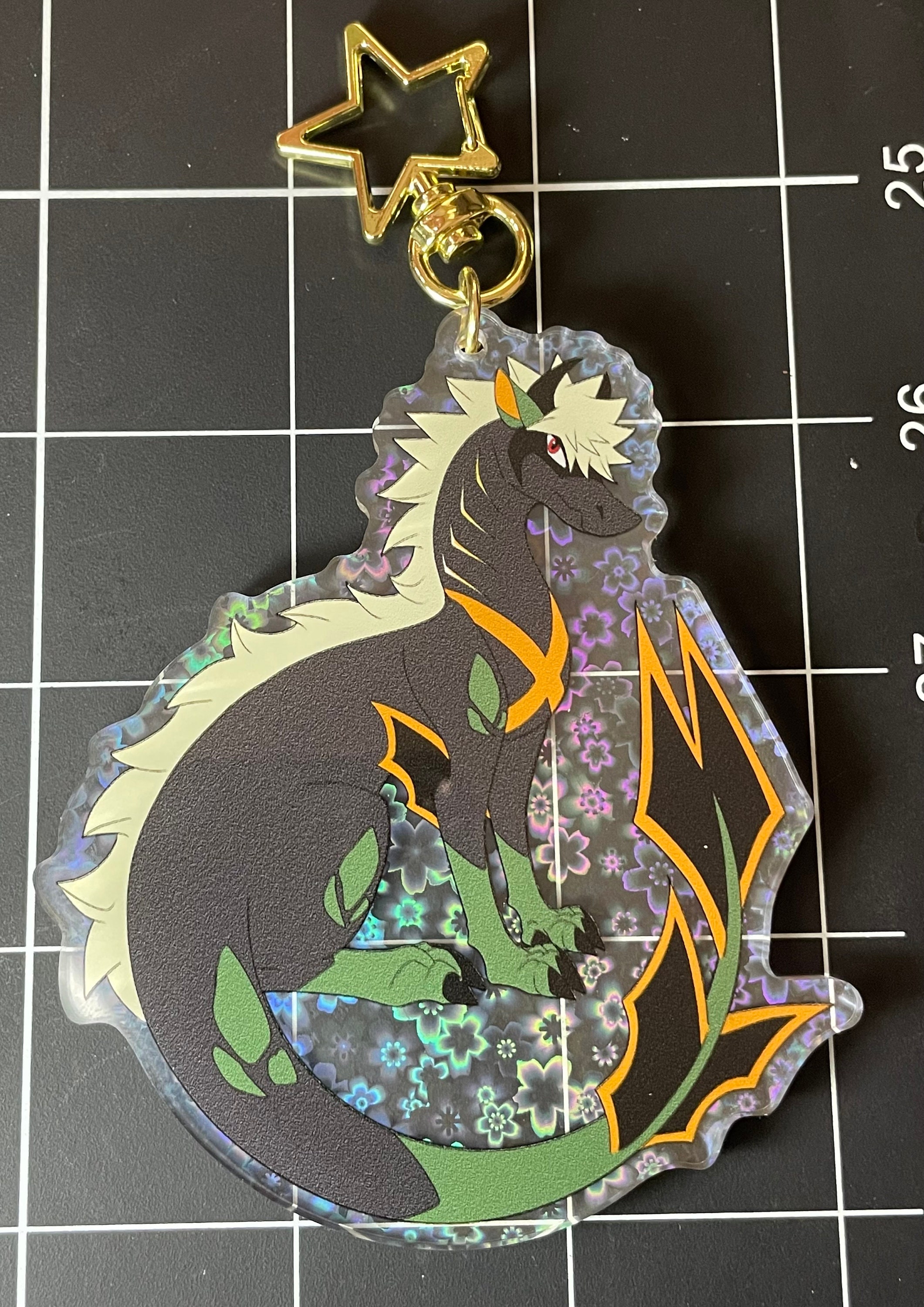 3.5in Acrylic Dynamight/red Riot Dragons Keychains holograhic Flowers ...