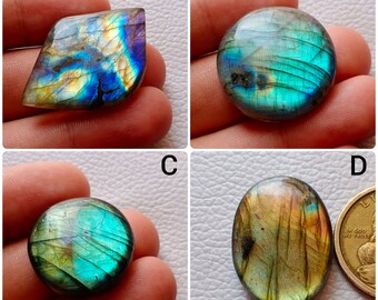 4 pcs Natural shimmering labarodite stone oval cabochon size 13x18mm