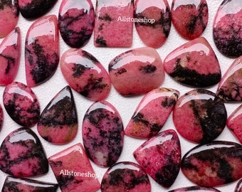 Genuine Rhodonite Gemstone Wt- 44 cts Rhodonite Cabochon Smmoth Cab Loose Gemstone. Rhodonite Pear Cabochon Size 34x20x6 mm