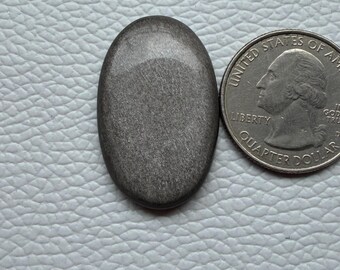 Silver Obsidian Cabochon Gemstone, Hand Cut for Jewelry Making (32x20x5 mm)