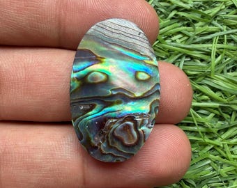 Abalone Shell Cabochon Gemstone for Jewelry Making (33x20x6 mm)