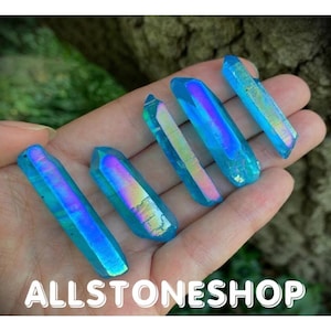 Aura Quartz Stone Point - Titanium Aura Quartz Crystal - Titanium Rainbow Aura Crystal Flame Aura - healing crystals and stone - Gemstone