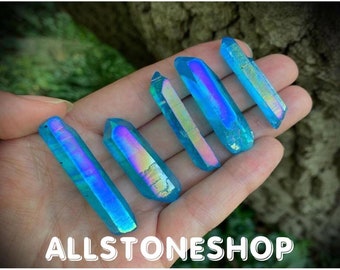 Aura Quartz Stone Point - Titanium Aura Quartz Crystal - Titanium Rainbow Aura Crystal Flame Aura - healing crystals and stone - Gemstone
