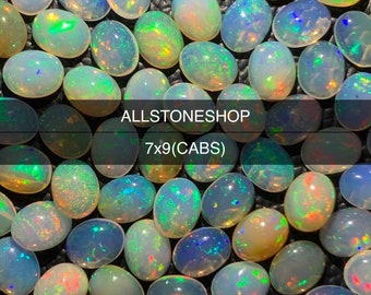 Ethiopian Opal Cabochon – Flashy Opal Gemstone (7x9 mm)
