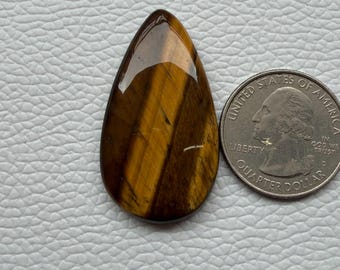 Natural Tiger Eye Gemstone Cabochon, Teardrop Shape, Jewelry Making Stone