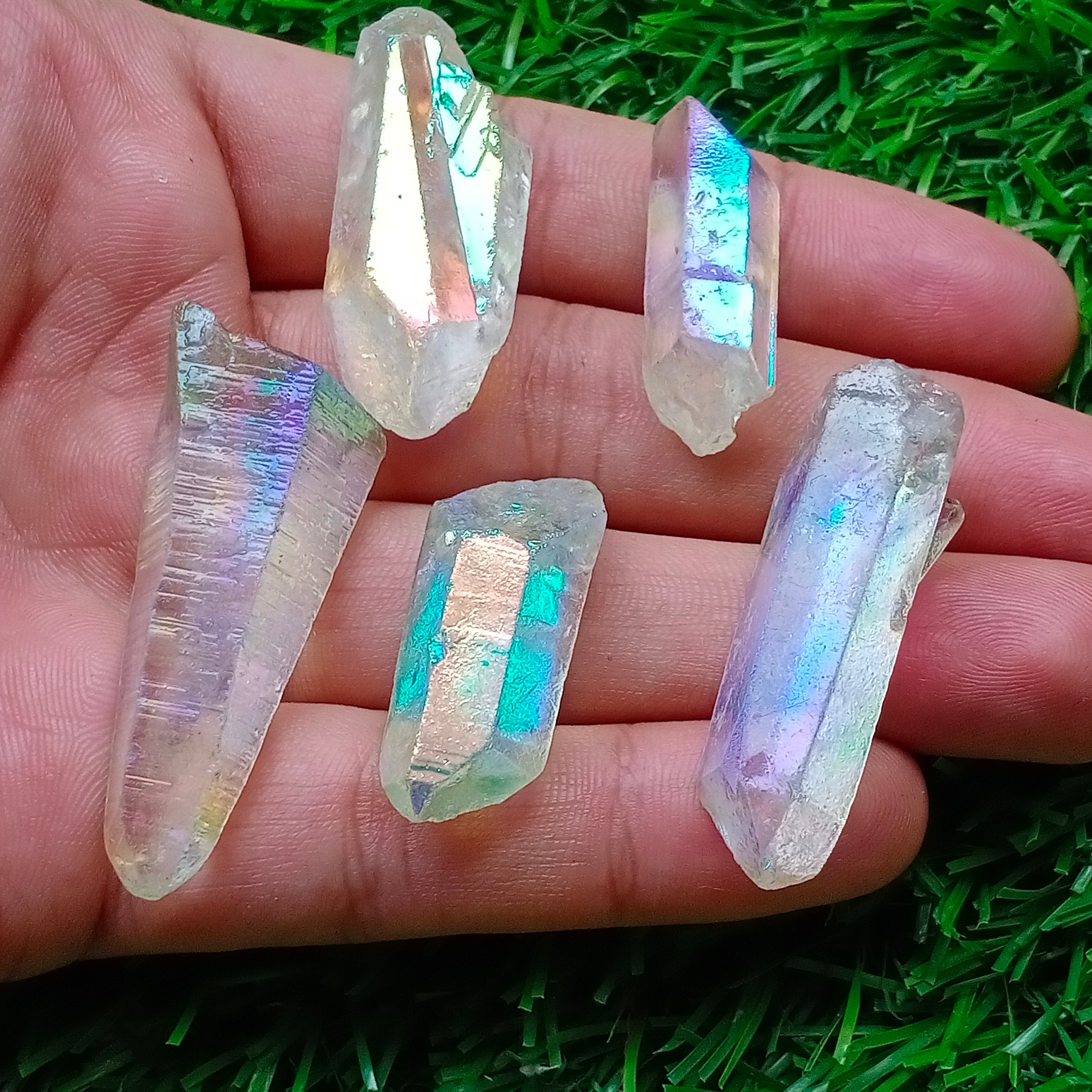 チタンオーラクォーツクリスタル - レインボーフレイムオーラ