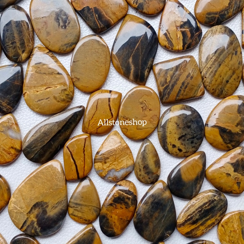 Jasper Gemstone Dual Stone Tiger Eye Bumble Mix Dual Gemstone Natural Tiger Bumble Bee Stone Designer Jasper Wirewrap Stone