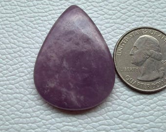 Natural Lepidolite Gemstone Cabochon, Loose Purple Stone (38x28x6 mm)