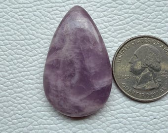Lepidolite Gemstone Cabochon, Hand Cut, Teardrop Shape, Jewelry Making (40x25x7 mm)