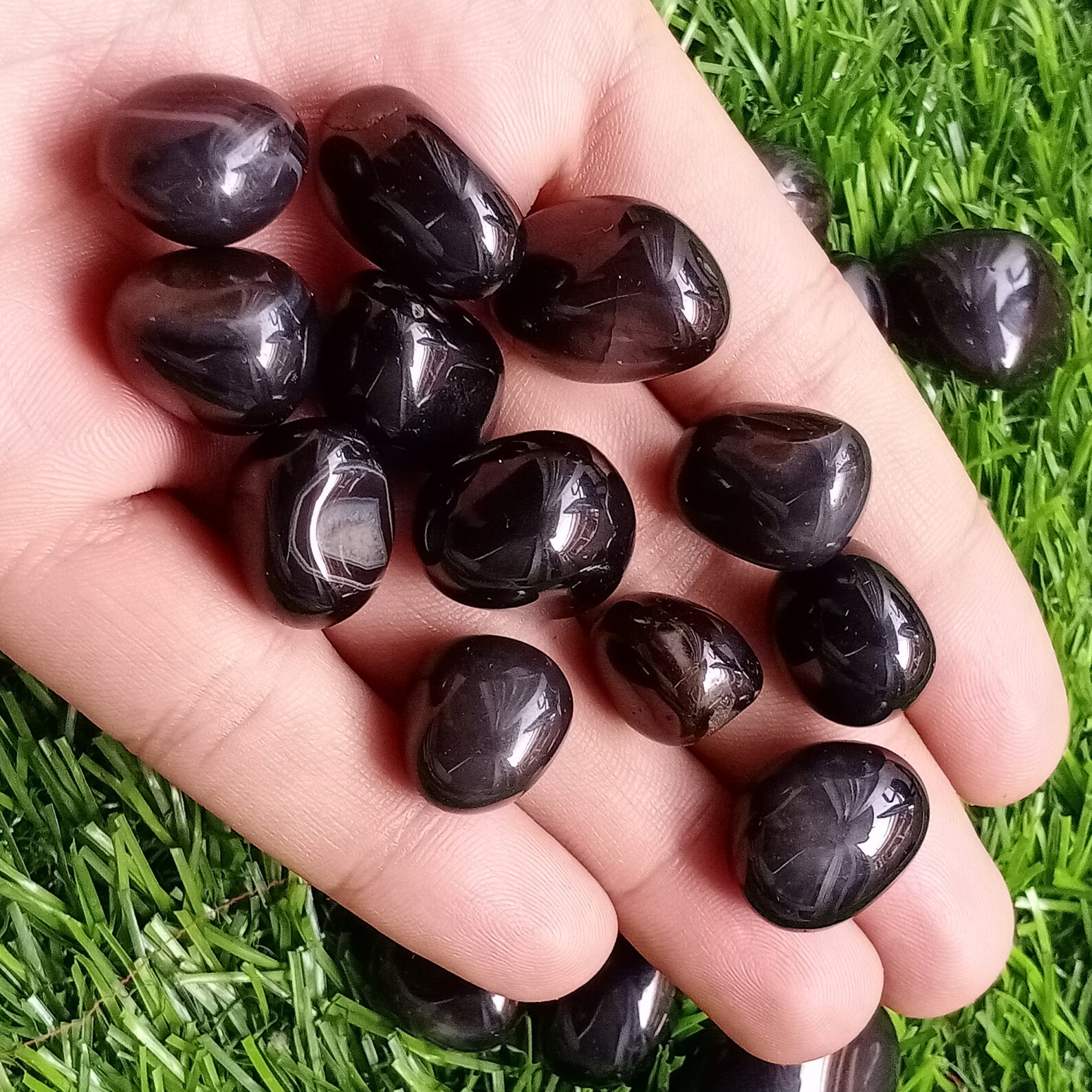 Black Obsidian Jet Stone tumbled stone Obsidian Black Etsy