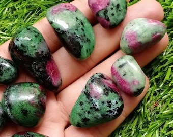 Ruby Zoisite - Tumbled-  Ruby in Zoisite - Anyolite - ruby zoisite stones - healing crystals and stones - ruby stone - heart chakra crystals