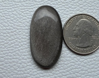 Silver Obsidian Cabochon Gemstone, Healing Stone (35x18x6 mm)
