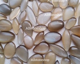 Cabujones de piedra lunar gris, grado AAA natural, varios tamaños