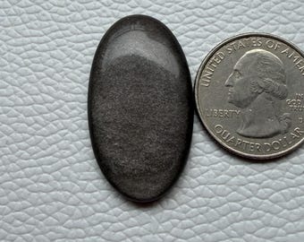 Silver Obsidian Cabochon, Flashy Healing Gemstone (35x20x5 mm)