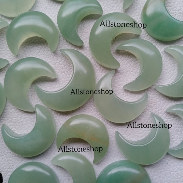 Green Jade Moon - Moon Shape - Natural Jade - Green Onyx - Moon Shape Gemstone - Cabochon - Gemstone - Jewelry Making - Natural Stone