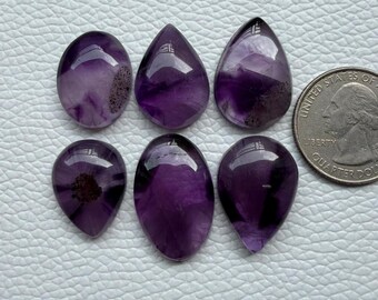 Star Amethyst Cabochon Gemstones, Natural Loose Amethyst Cabs (20-25mm)