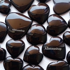 Schwarzer Onyx Cabochon - Onyx Herz - Herz Stein - Herzform - Onyx Edelstein - Herz Schmuck - Onyx Edelstein