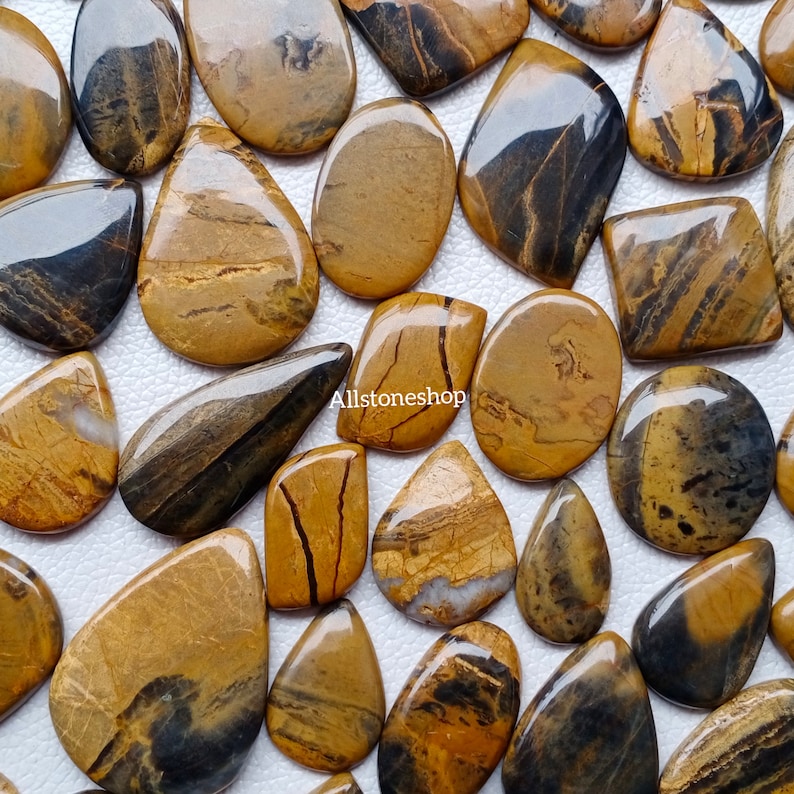 Jasper Gemstone Dual Stone Tiger Eye Bumble Mix Dual Gemstone Natural Tiger Bumble Bee Stone Designer Jasper Wirewrap Stone