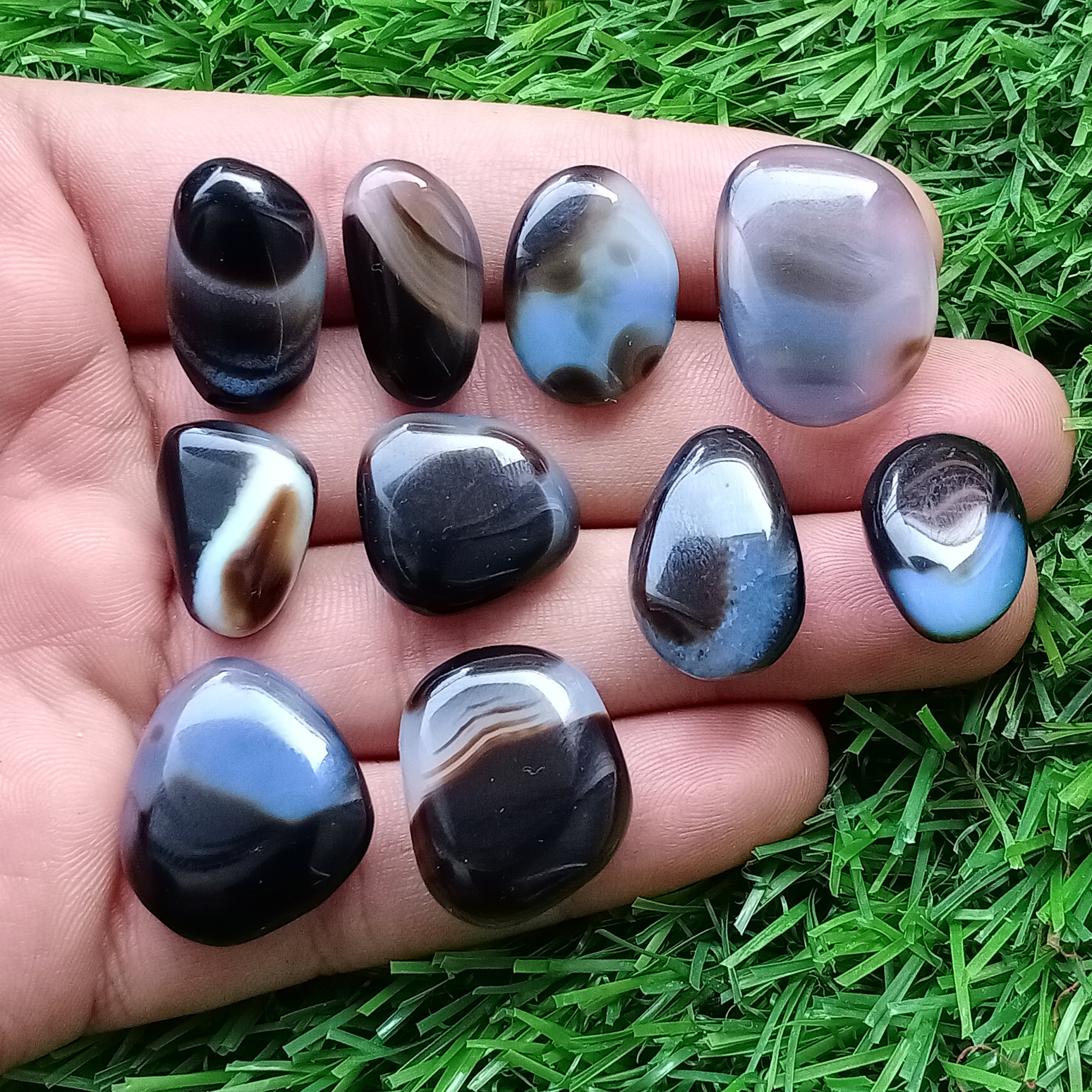 Banded Onyx Tumbled Tumbled Stone onyx stone black Etsy