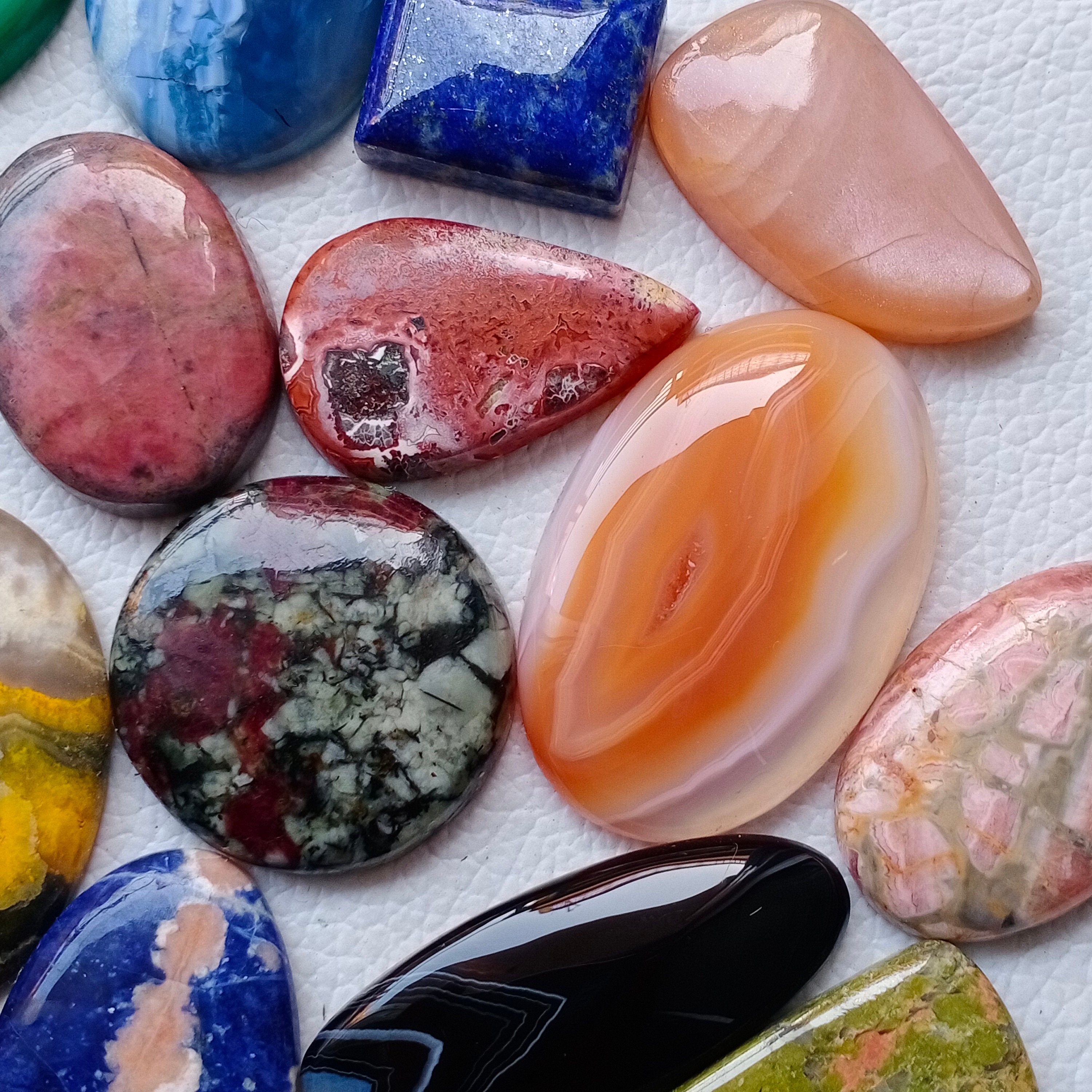 Lotto Di Pietre Preziose Miste, Cabochon Rotondi Piatti - Foto 12