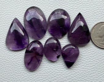 Star Amethyst Cabochons, Natural AAA Designer Gemstone Lot (32x21x6mm max)