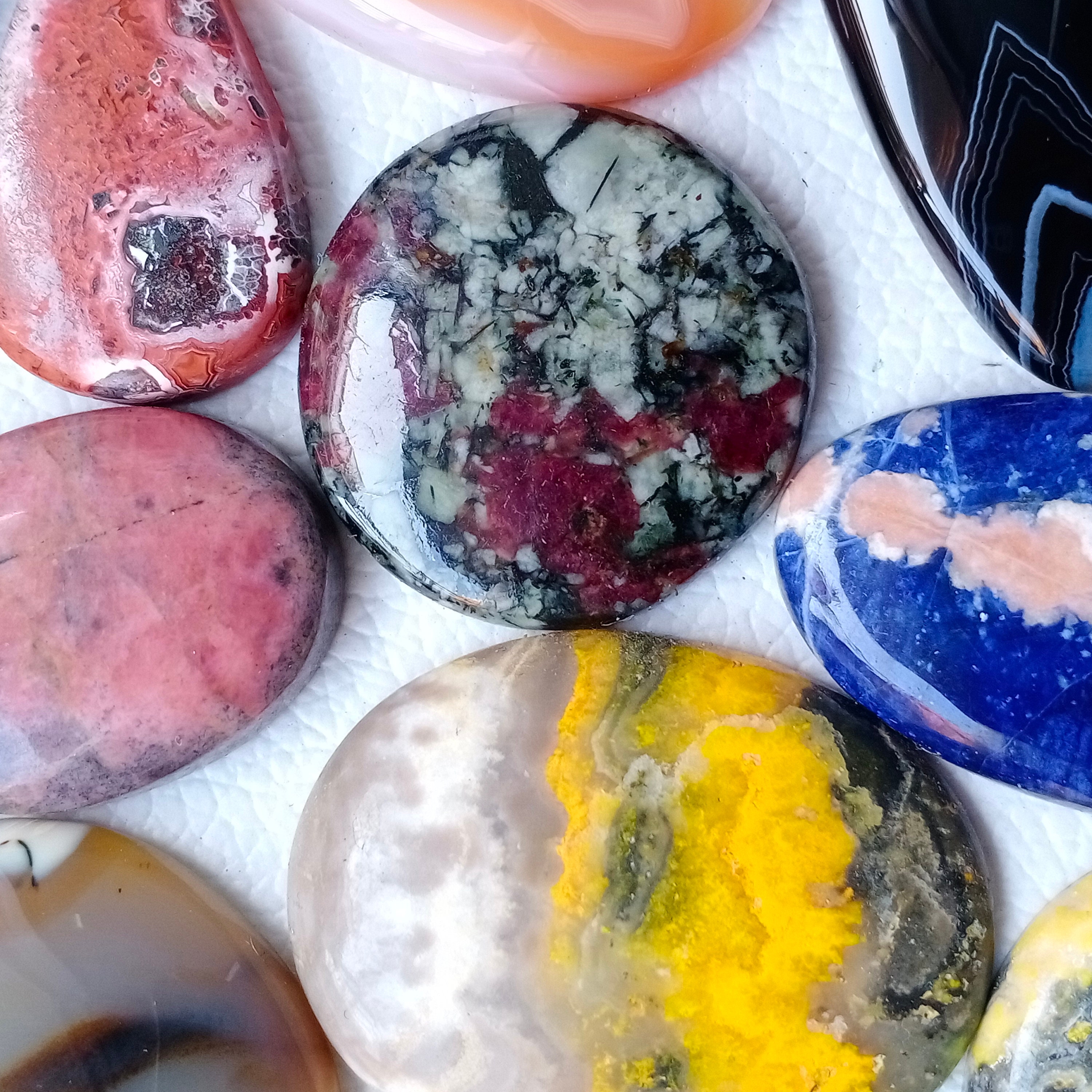 Lotto Di Pietre Preziose Miste, Cabochon Rotondi Piatti - Foto 11