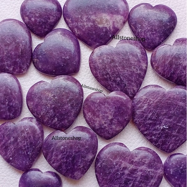 Lepidolite Heart Cabochon, Loose Lepidolite, Heart Shape, Lepidolite Stone, Gemstone, Natural Stone, Heart Gemstone, For Metalwork