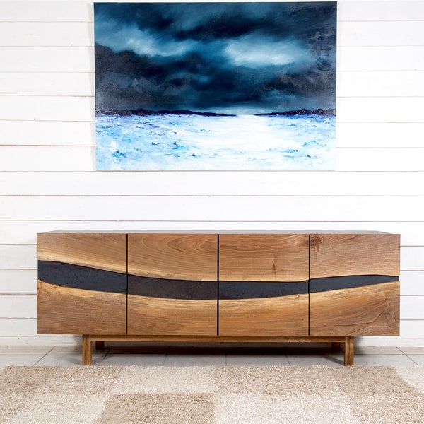 aparador, aparador escandinavo, aparador de diseño, nogal macizo, madera y metal, estilo industrial, estilo escandinavo,