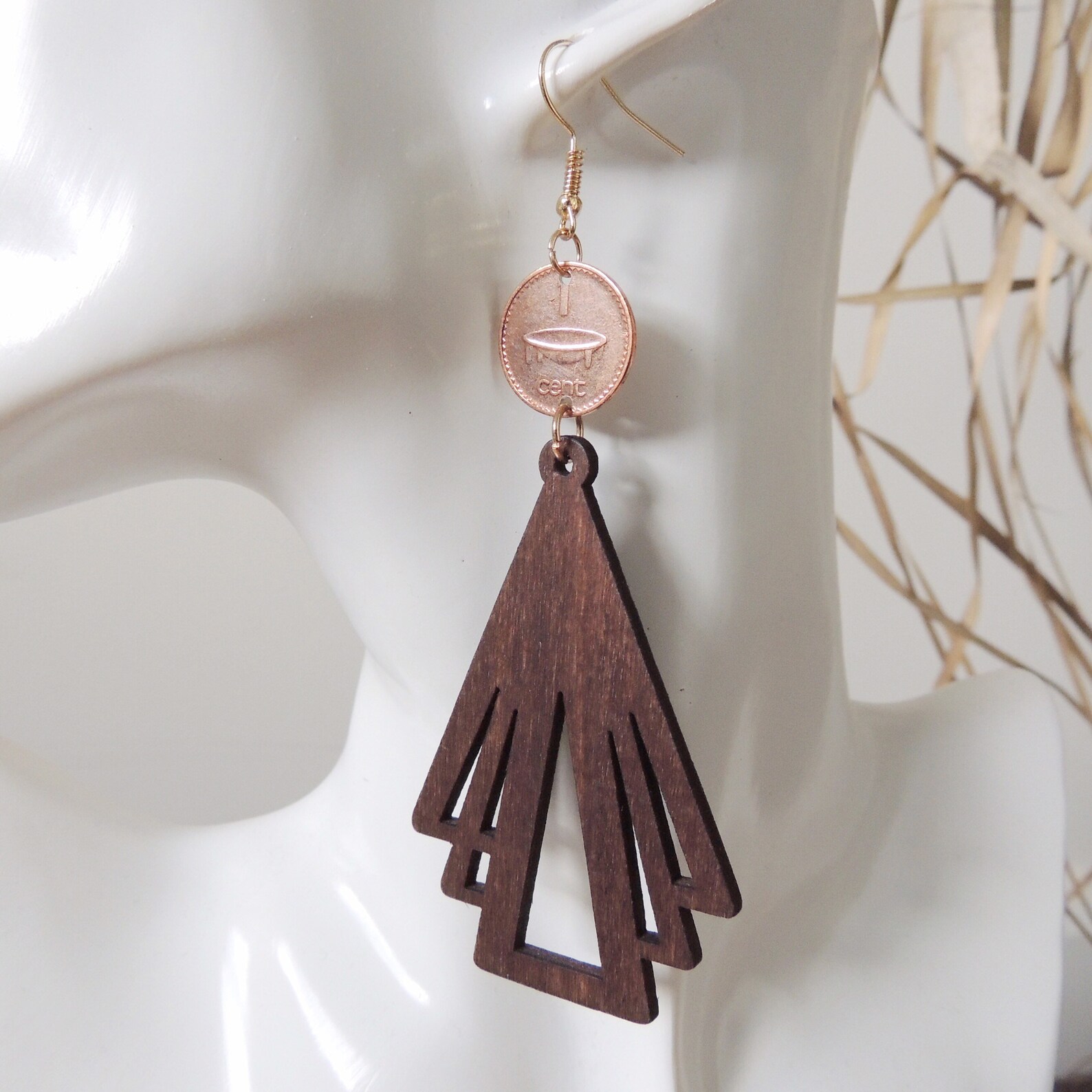 Handmade oliana Earrings Samoan, Tongan, PNG, Fijian Dangles Wood