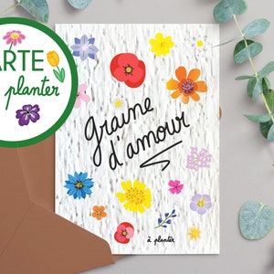 Carte Déclaration d'amour - Graine - Carte à planter - Fleurs - Fête Maman - Mamie - Sain Valentin