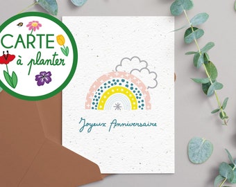 Carte à planter Joyeux Anniversaire - Graine - à planter - Fleurs - Arc-en-ciel
