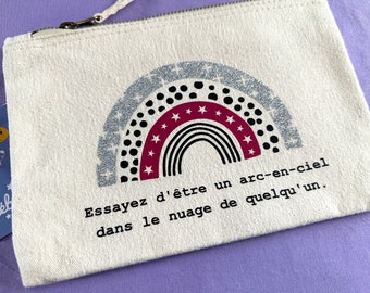 Pochette coton zippée - Trousse - Arc-en-ciel paillette - Citation - Mood