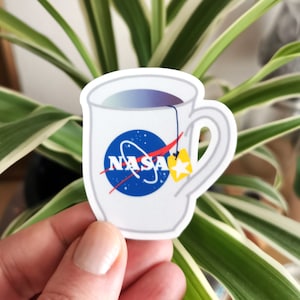 Sticker vinyle brillant Espace - Astronaute - Spatial - NASA - tasse de thé - Autocollant - Etiquette - Diecut papier