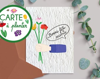 Carte Bonne fête mamie - Graine - carte à planter - Fleurs - Fête des Grands mères - Cadeau