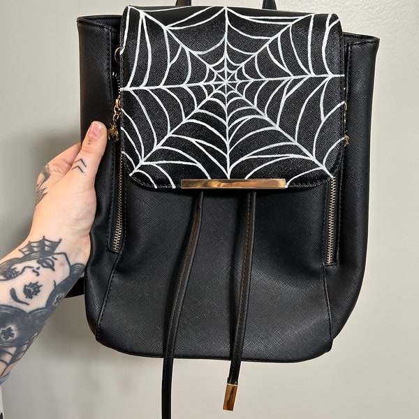 Spiderweb backpack, mini backpack, spooky backpack, Halloween bag