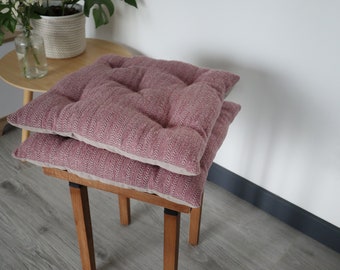 Ready to ship Set of 2 Chair Cushions in Pink and Beige