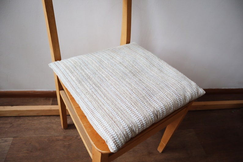 Set of Chair Cushions Woven Saddle White and Beige Chair Pads Etsy