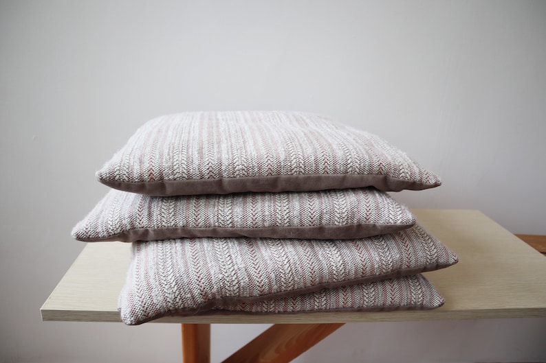 Set of Chair Cushions Small Woven Pads Light Pink Violet and Etsy