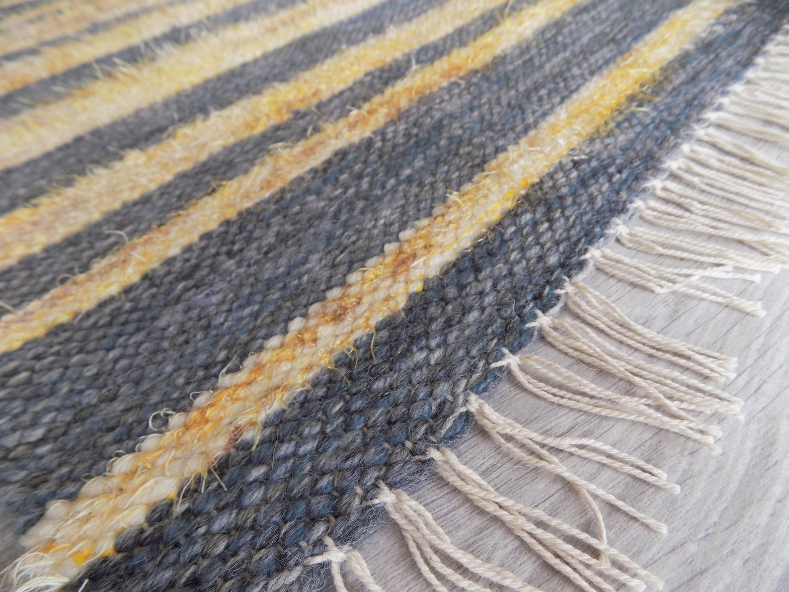 Gray and Yellow Rug With Tassels and Knots Floor Carpet for Etsy