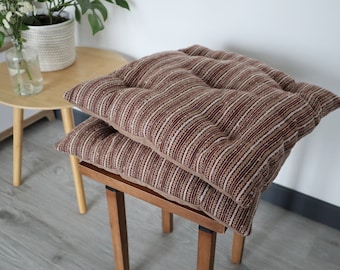 Set of 2 Beige and Brown Chair Cushions Ready to ship