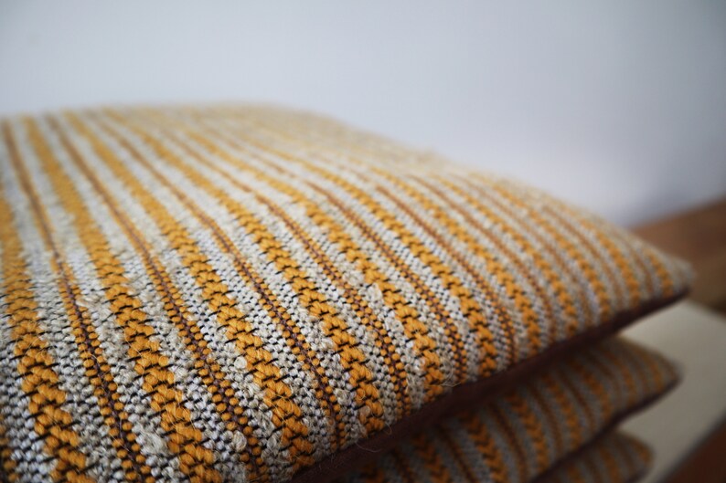 Set of 2 Beige and Mustard Yellow Chair Cushions Woven Saddle Etsy