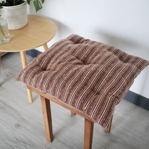 Set of 6 Chair Cushions, Red and Beige Chair Pads Scandinavian Little Seat Cushion Handwoven Home Decor Hygge Decor zdjęcie 1