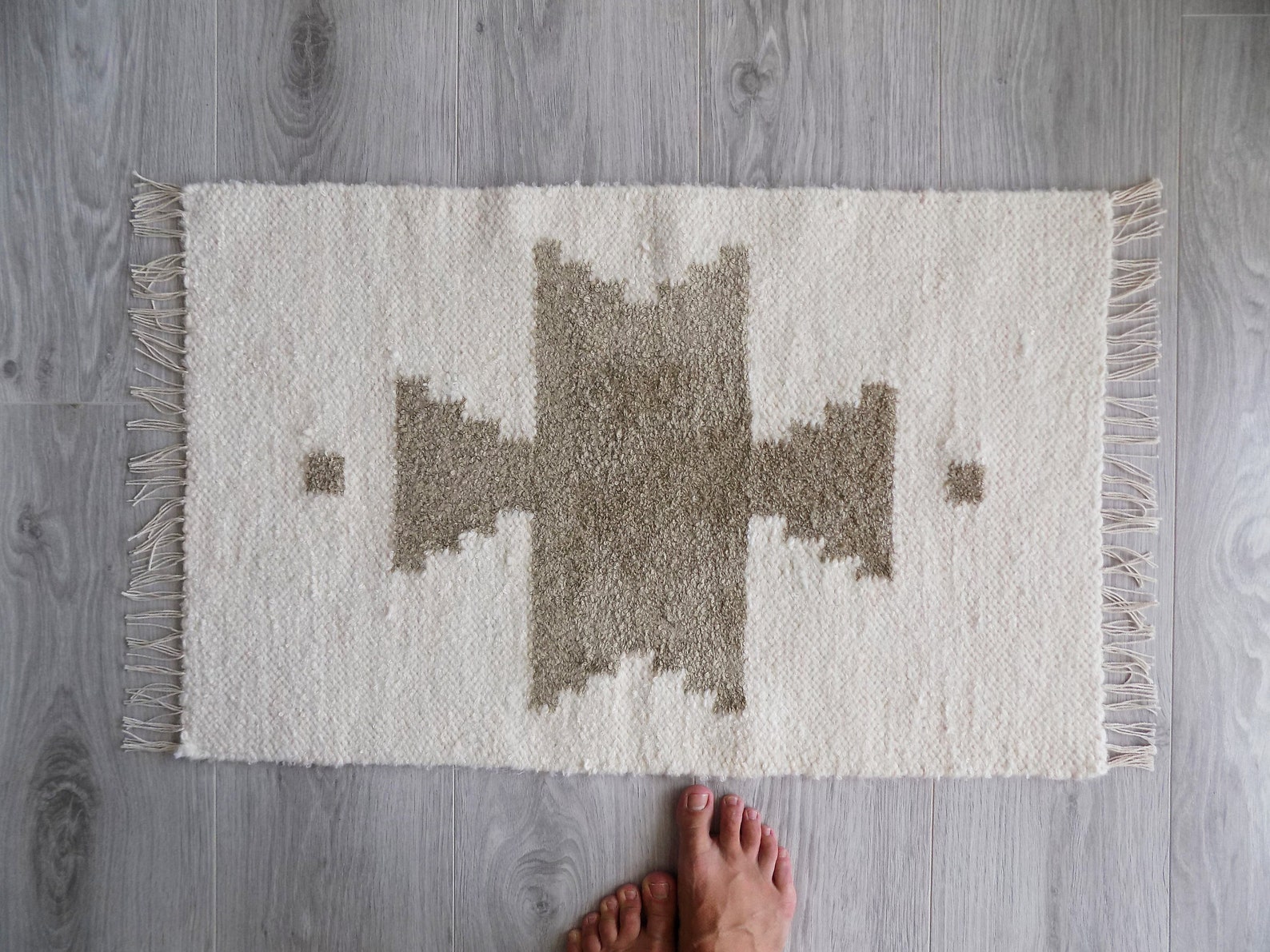 Skandinavischer Teppich weißer und grauer Teppich mit | Etsy